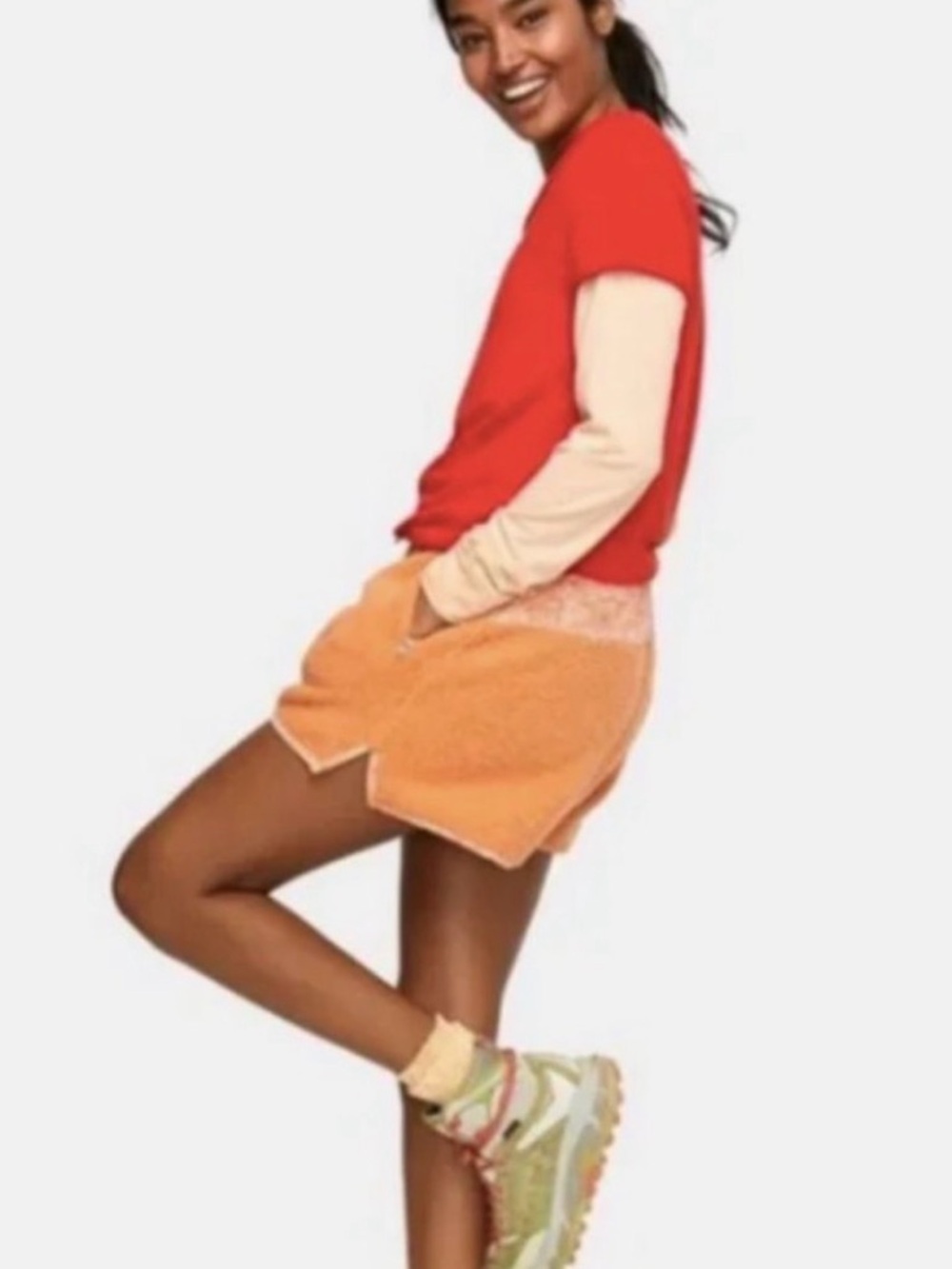 Outdoor Voices MegaFleece Shorts In Papaya/Clementine Colorway‎ - Picture 3 of 11